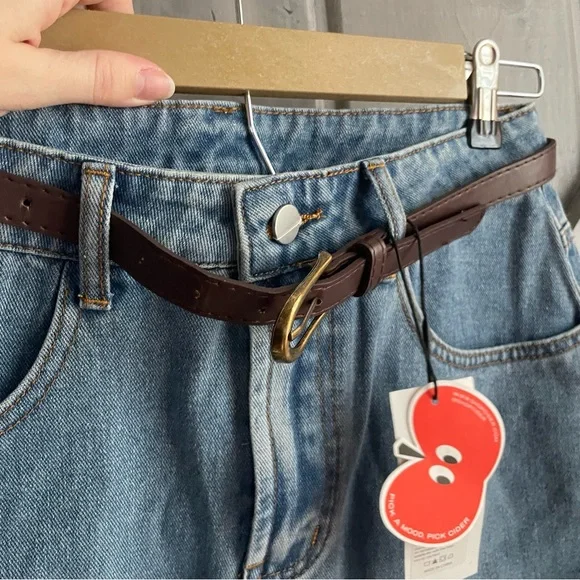CIDER WOMENS Denim shorts with belt high waisted size M NWT - Picture 9 of 12